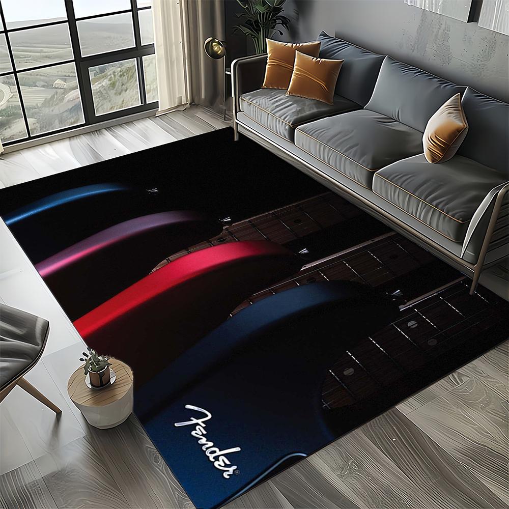 27 Styl Nowy Fender Retro Gitara Instrumenty Muzyka Dywan 3D do Salonu Sypialni Domu Dekoracja Sofy, Antypoślizgowa Mata Podłogowa