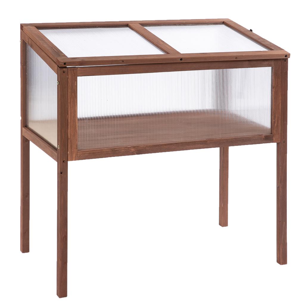 Raised Garden Bed Made of Wood Cold Frame 90 X 50 X 93 Cm Growing Table with Cover Weatherproof Herb Bed Planter Box for Garden