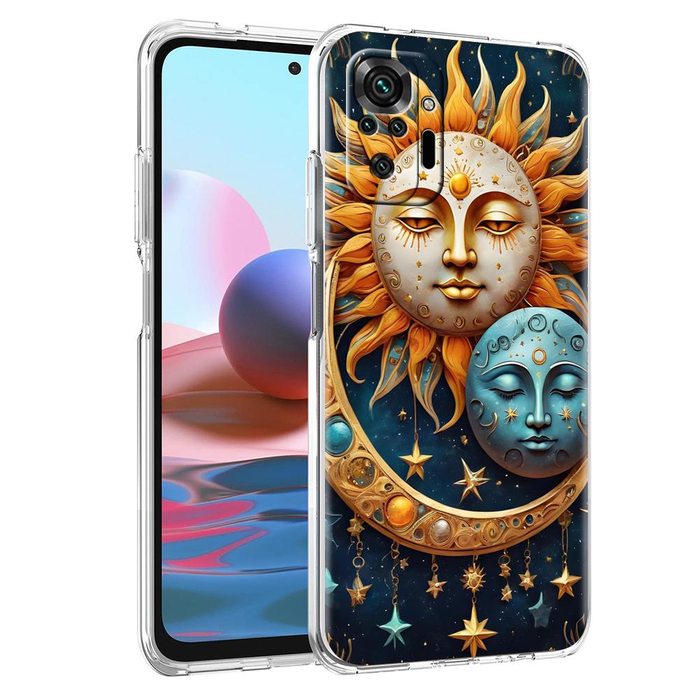 Moon Sun Transparent Phone Case for Redmi 13C 12C 10C Note 13 12 11 11T K40 Gaming Plus Pro 4G 5G Soft Cover Shell Fundas Capas