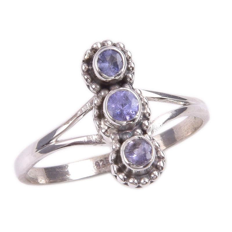 Natural Tanzanite Gemstone 925 Solid Sterling Silver Jewelry Ring Size 8 W6J32