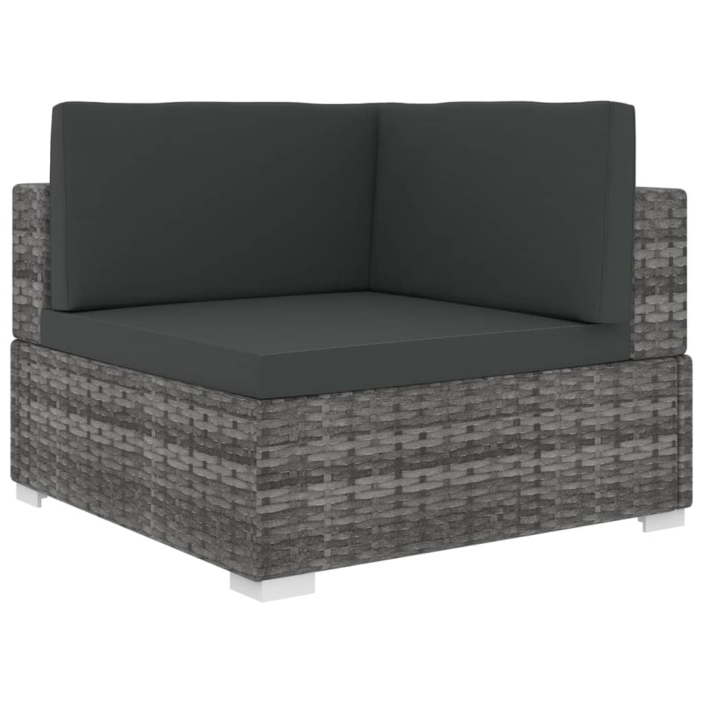 Modular Sofa Corner Unit 1 Pc + Cushions Grey Poly Rattan