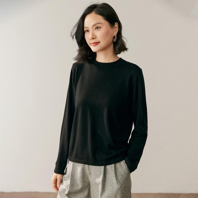 Lekasha Women's Slim Fit 100% Cashmere Semi-High Neck Top