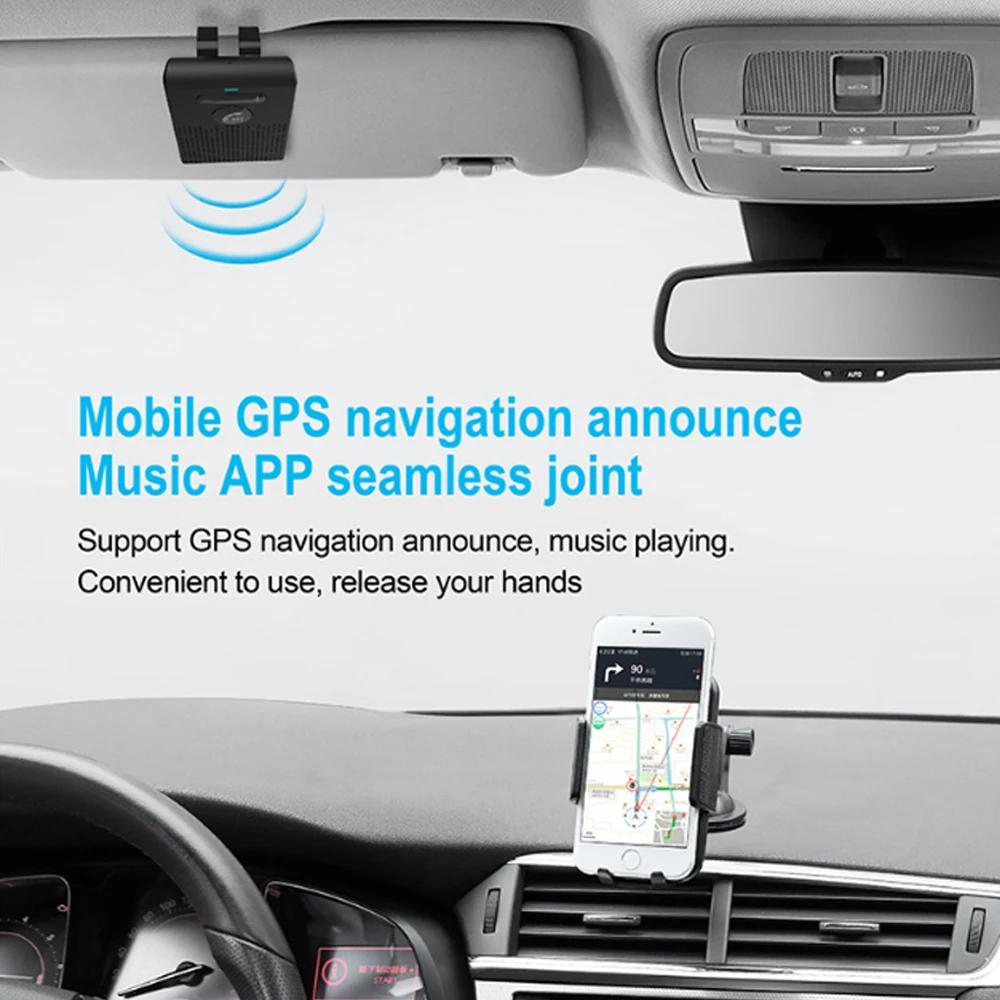 V5.0 Bluetooth Speaker Handsfree Car Kit Sun Visor Clip Wireless Audio Receiver Speakerphone Loudspeaker Music Player With Mic