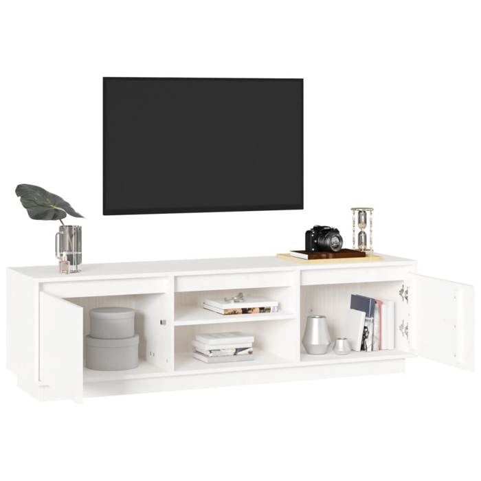 VidaXL Meuble TV Blanc 140x35x40 cm Bois de pin massif 840413