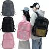 New Large Capacity Mesh Backpack Simple Breathable Mesh Travel Rucksack Summer See Through Beach Bag