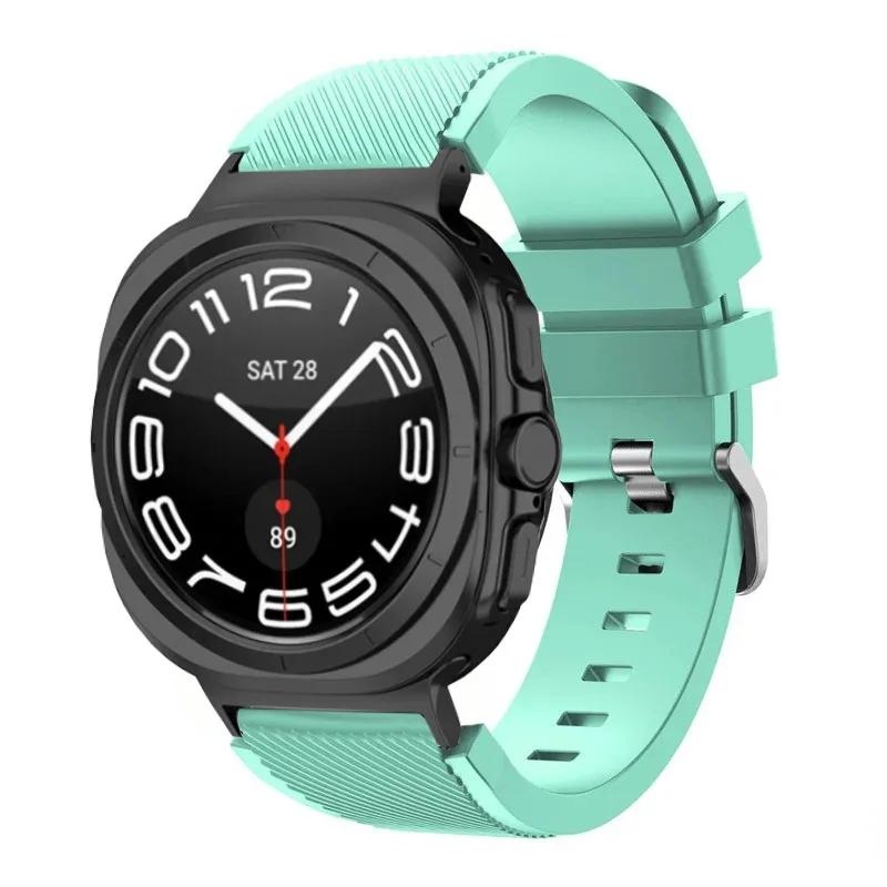 Silicone Strap For Samsung Galaxy Watch Ultra 2026 47mm Stripe Texture Replacement Band For Samsung Watch 8/8 Classic Accessory