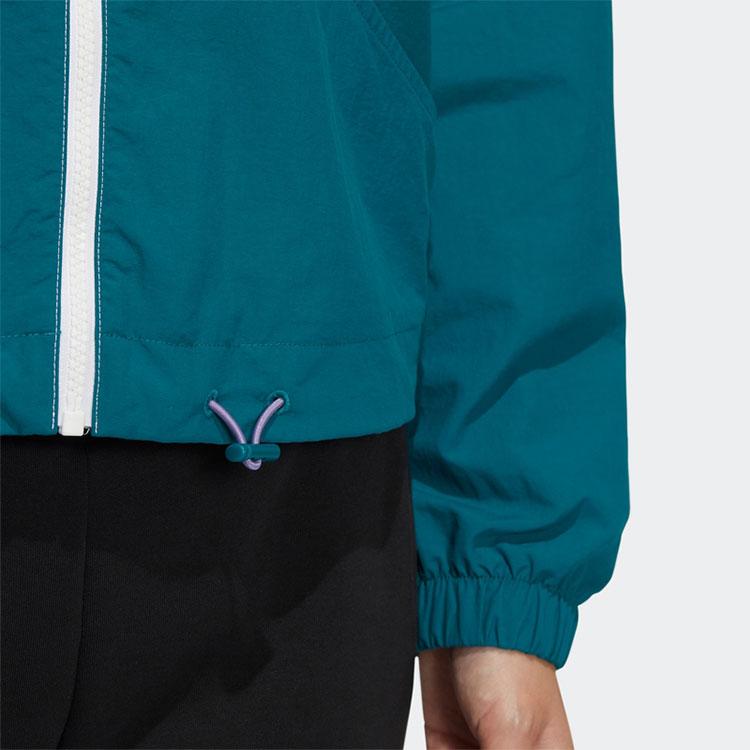 Adidas Chaqueta Deportiva Tejida Transpirable con Capucha Color Neo Contraste para Mujer Blanco Verde HM7442