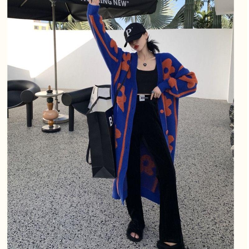 Women's Mid-Length Loose Knit Cardigan - Autumn/Winter, Thick, Plus Size, Age-Defying, High-End Style Sweater Coat