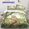 Eule auf Ast Muster Bettwäsche Quilt Set Heimdekoration Geschenk (1 Bettbezug + 2 Kissenbezüge, ohne Füllung)