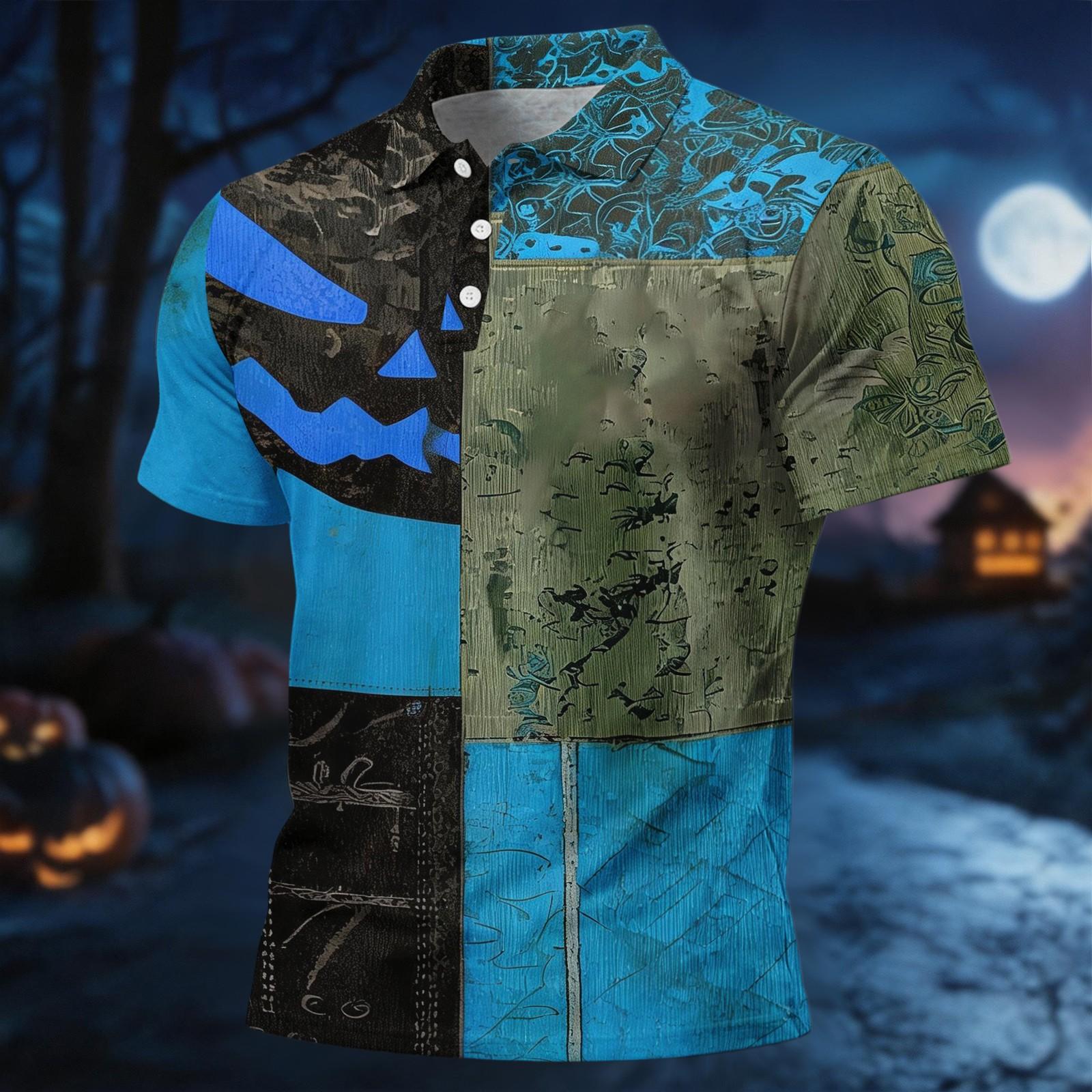 Men s Short Sleeve Halloween Printed Shirt for Casual Sports and Everyday Wear XXL