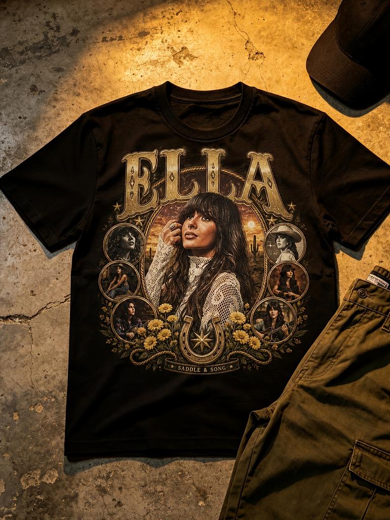 Men's & Women's Langley Music Fans ELLA Saddle Song Unisex 100% Cotton T-Shirt, Soft, All Season Casual Streetwear Essential, All-