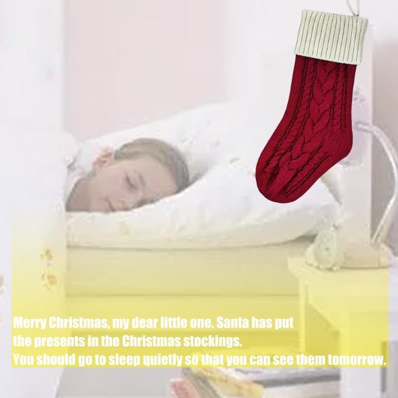Holiday Stocking Large Capacity Knitted Sock For Christmas Gifts Elegant Reusable Festival Home Decoration