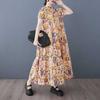 Cotton 2025 Summer Women's Loose Large Size Fashion Printed Long Dresses