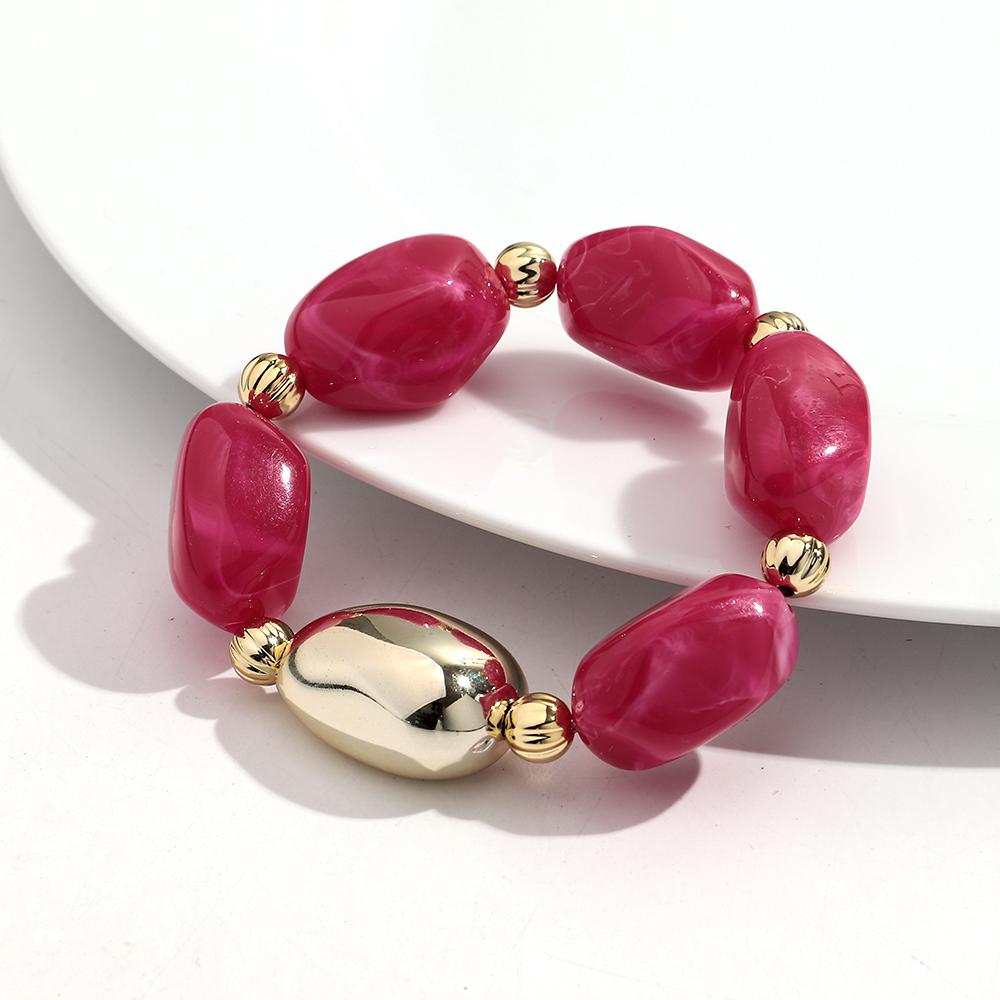 Boho Resin Irregular Beaded Bracelet for Women Men New Trendy Multicolor Acrylic Geometric Strechy Bracelets Jewelry Gifts