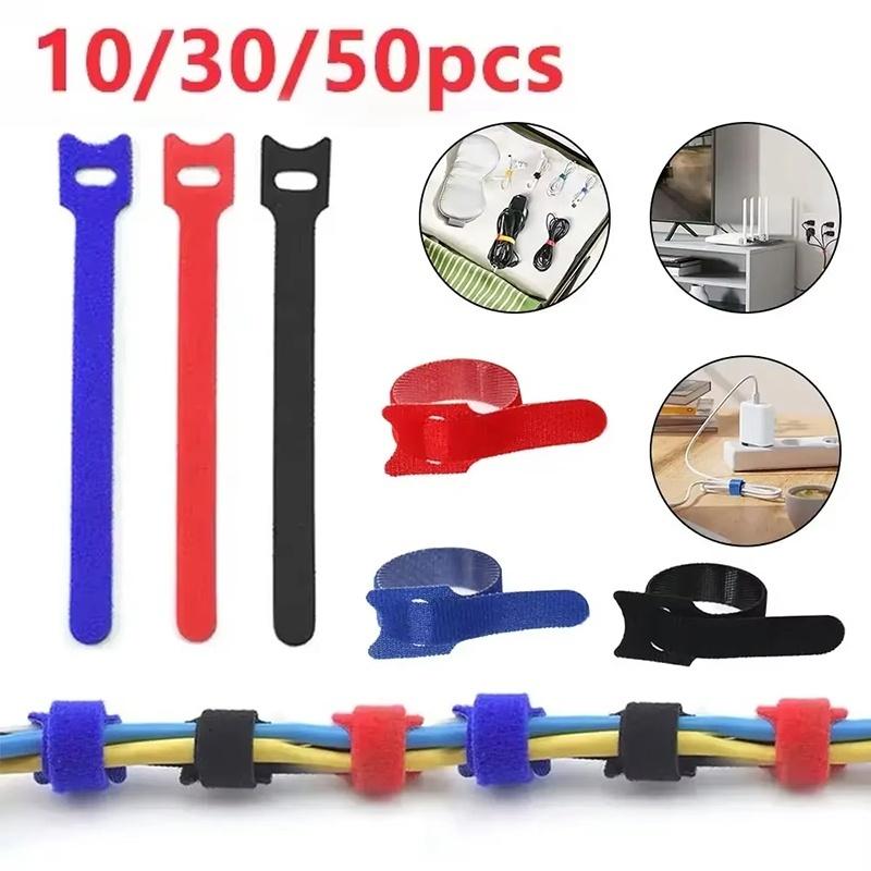10-50PCS Colorful Releasable Cable Ties Wire Organizer Reusable Nylon Hook Loop Straps Wrap Zip Bundle Tie Plastics Fastening