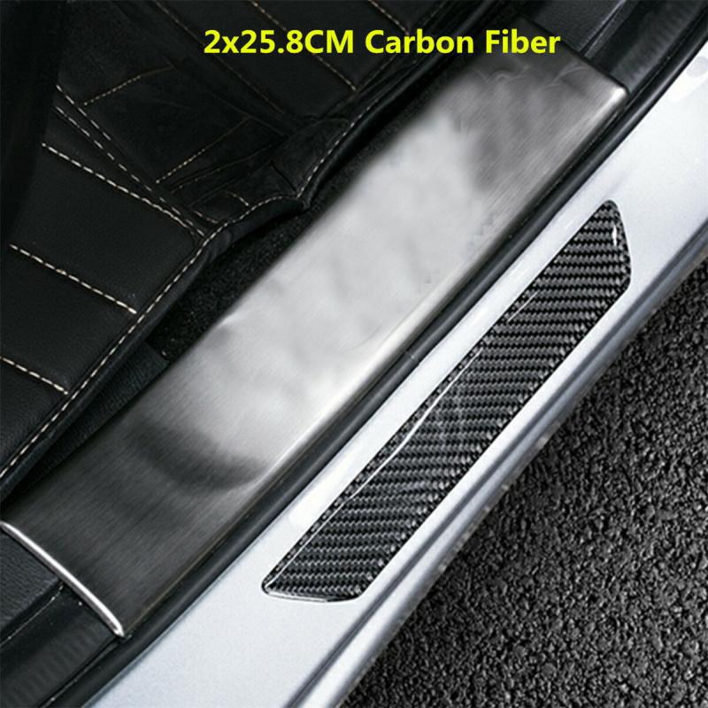 2X Real Carbon Fiber Car Scuff Plate Door Sill Cover Panel Step Protecors 258Cm