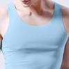 Men's White Ice Silk Seamless V-Neck Sports Vest - Summer Tight Fit, Wide Shoulder, Sleeveless, Thin Design.