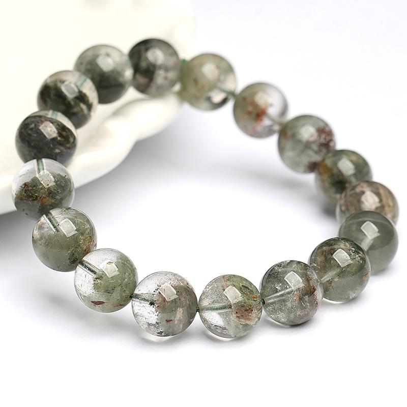 Hongchu Crystal  Natural Monet Garden Green Phantom Quartz Bracelet  Treasure Bowl Green Phantom Quartz Bead Bracelet