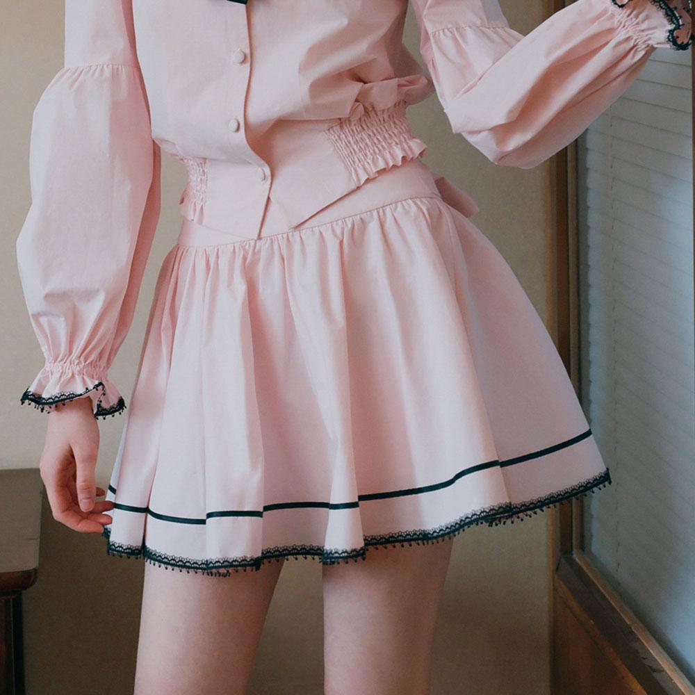 CEST MOIDEW Cest_Pink Ribbon Shirring Skirt