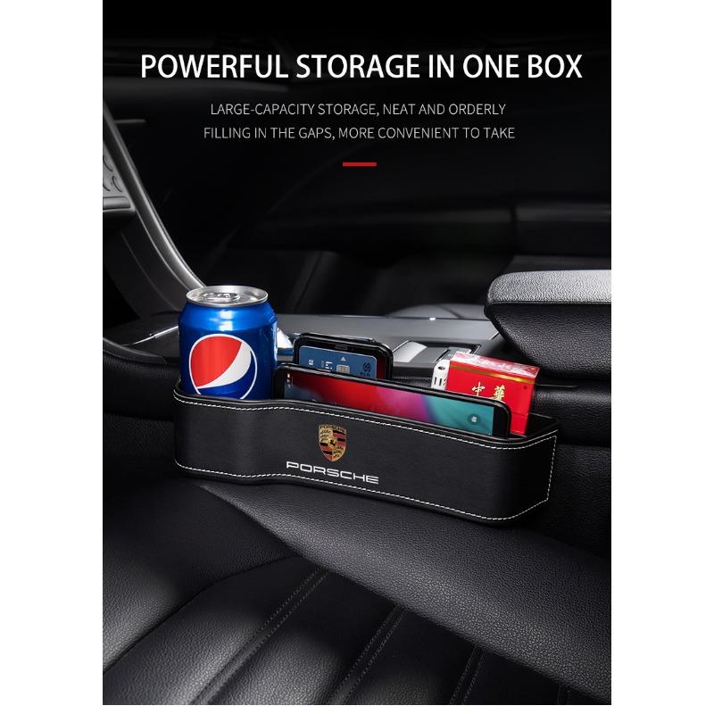 2 Piezas Organizador de Asiento de Coche Caja de Almacenamiento para la Ranura del Asiento Multifunción Artículos Para Porsche Boxster Cayenne Panamera Macan Cayman 911 918 996 917 991