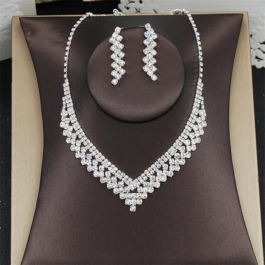 New Style Fashion Exquisite Jewelry Sets For Women Bride Wedding Party Accessories Cubic Zircon Stud Earrings & Necklace Gift