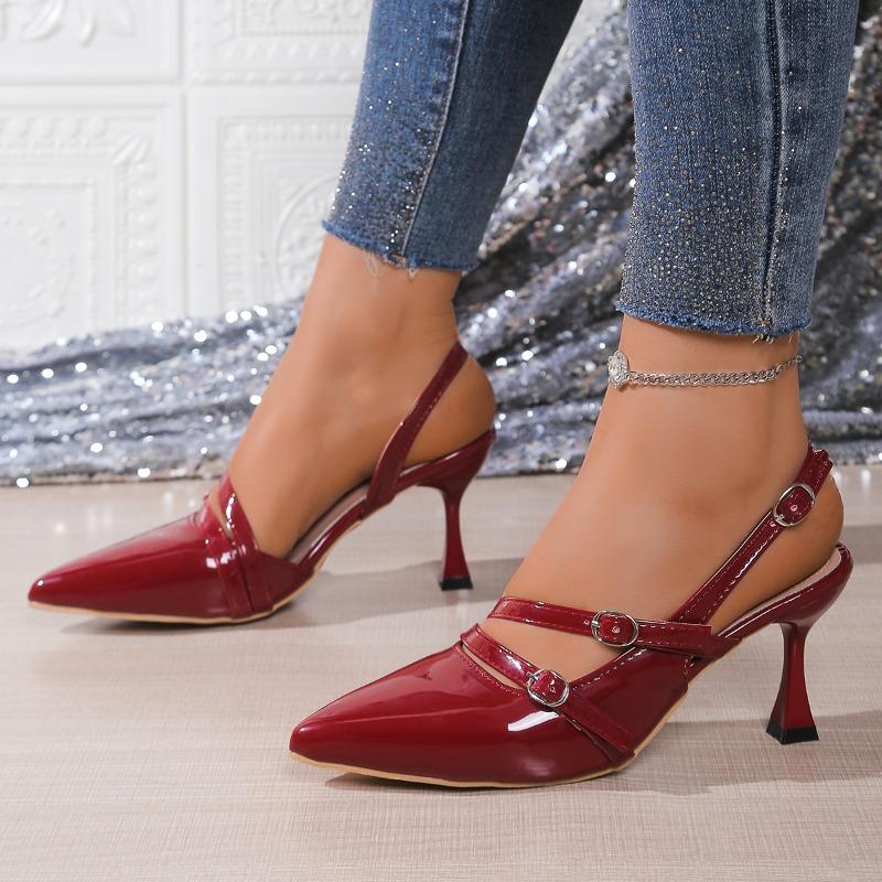 

Летние женские босоножки на высоком каблуке, модные сандалии с бабочкой, туфли-слингбэки для платья, элегантная обувь для вечеринки и свадьбы, женская обувь Zapatos De Mujer 36 вино красного