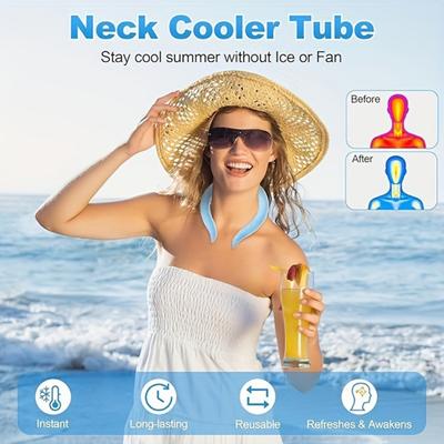 Portable Neck Cooling Tube Summer Wearable Neck Cooler Lightweight Reusable Ice Cold Ring Outdoor Heatstroke Prevention Neck Wrap Collar