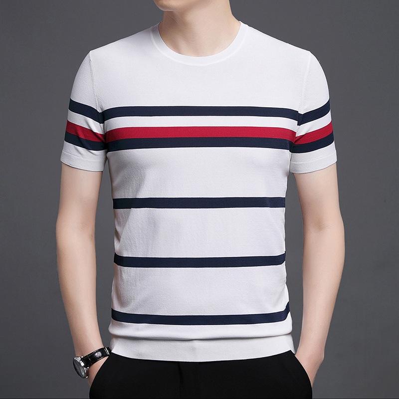 

Летние новые стильные модные мужские футболки с короткими рукавами и круглым вырезом для молодежи и среднего возраста, мужские топы в корейском стиле XXXXL белый