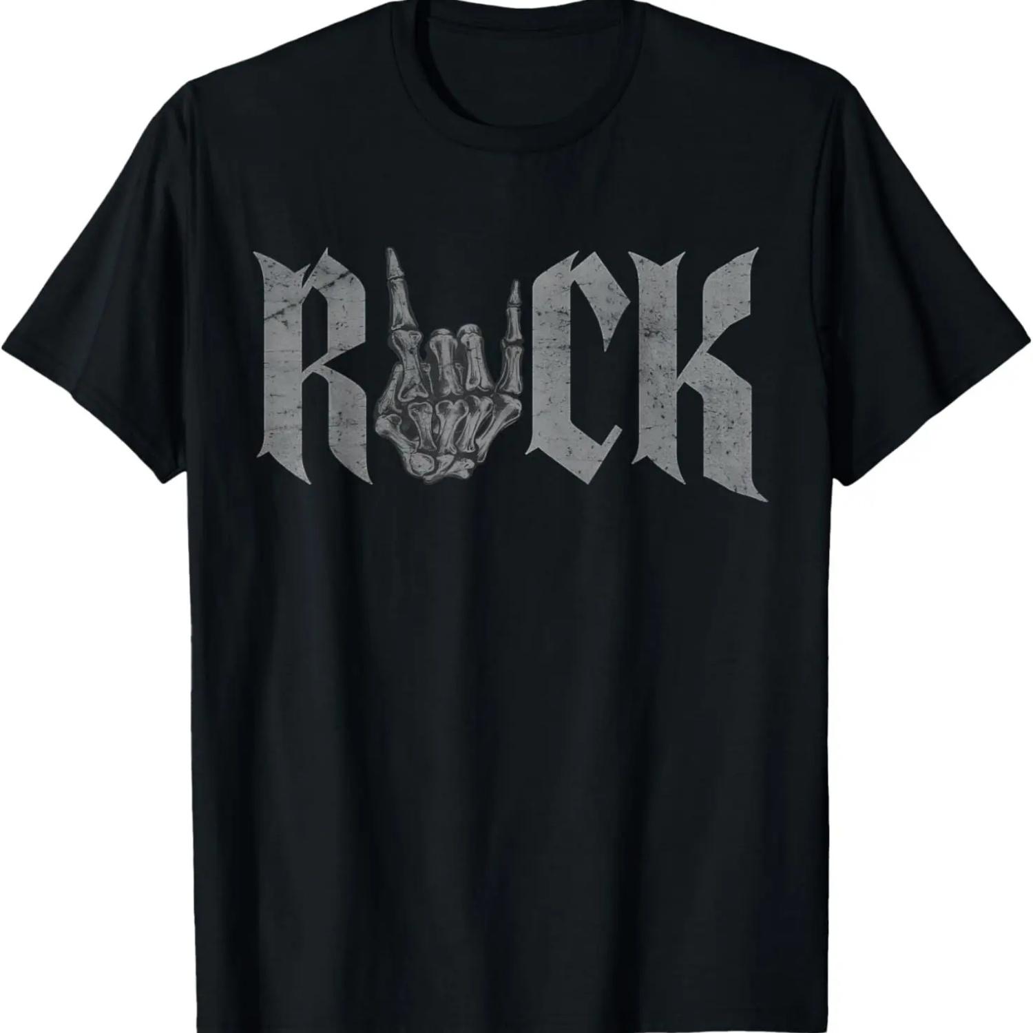 Rock On Skeleton Hand Rock and Roll Rock Music Band T-Shirt S