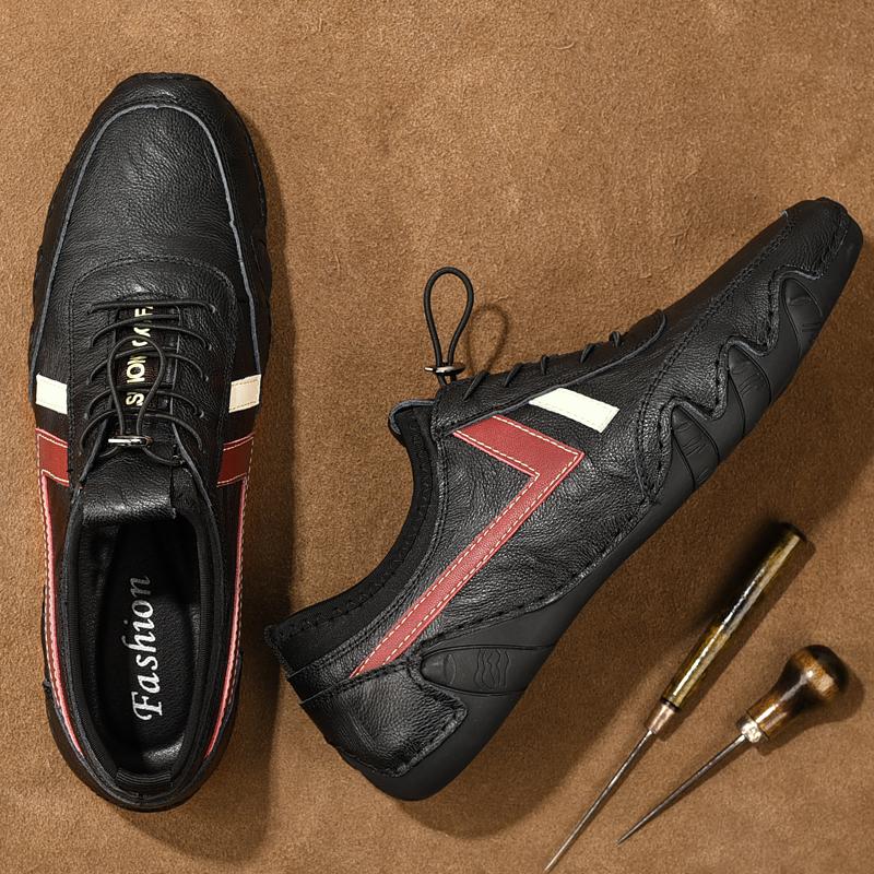 

Мужская кожаная обувь, универсальные повседневные кроссовки, повседневные мокасины, удобная мягкая обувь для вождения, противоскользящая, удобная для ходьбы, обувь на плоской подошве 46 чёрный