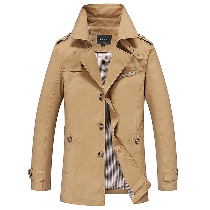 Giacca casual da uomo primaverile e autunnale Giacca a vento di media lunghezza Cappotto taglie forti