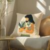 Elegant Simple Flower-Growing Girl Pillow Case Pattern Printed Pillowcase For Living Room Sofa Cushion Cover & Bedroom Decor