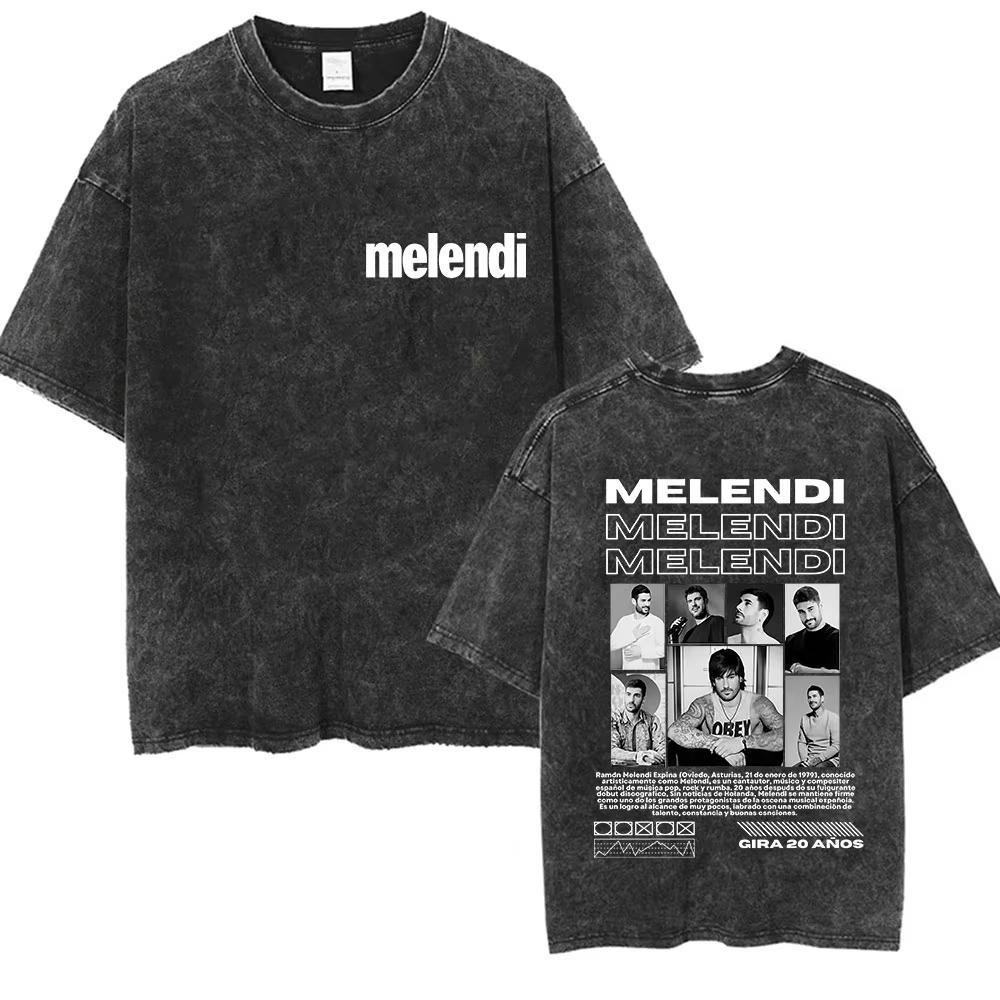 

Rapper Melendi Album Vintage Washed TShirts Mens Hip Hop Gothic Short Sleeve T Shirt Unisex Punk Fashion Clothing Tshirt 2XL