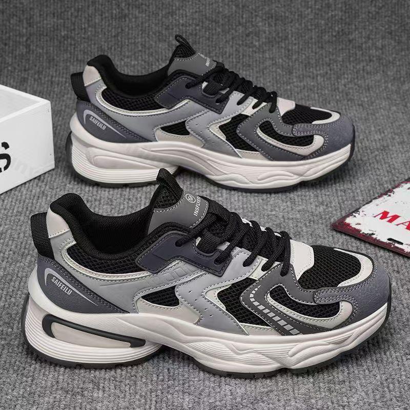 Fashion Men's Platform Sneakers Autumn Breathable Cross Tied Non Slip Running Shoes Comfortable Fashion Height Increase Vulcanized Shoes