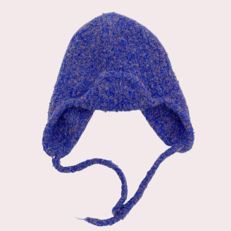 

Зимняя шапка женская милая шапка-ушанка защита ушей шерстяная шапка теплого цвета вязаная шапка универсальная шапка от холода M（56-58cm） синий