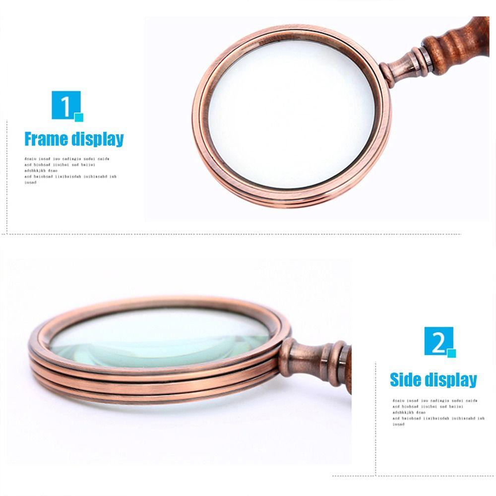 Wooden Handle 10X Microscope Reading Jewelry Magnifiers Vintage Magnifying Glass Handheld
