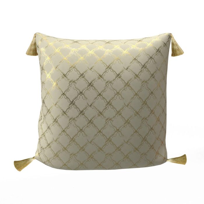 Festive Cushion In Pure Cotton 40x40 Cm CELESTE Gold, by Soleil d'Ocre