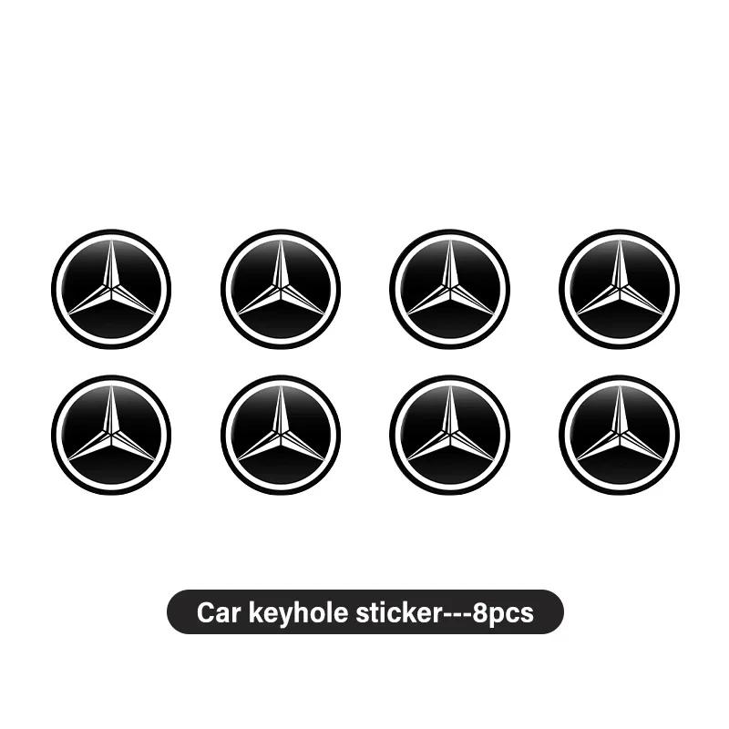 Jwlsk5 2025 Hot 8pcs Car Door Keyhole Cover Sticker Universal Lock Core Decal For Benz C180 C300 W124 W176 W177 C200 C260 GLC CLE CLA A