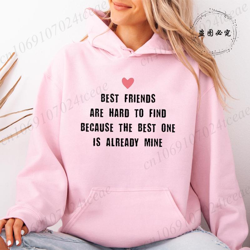 Beste Freunde Lustige Buchstaben Rückenaufdruck Damen Hoodies Lockeres Sweatshirt Sport Kapuzenjacke Täglich Grafik BFF Hoodies Tops