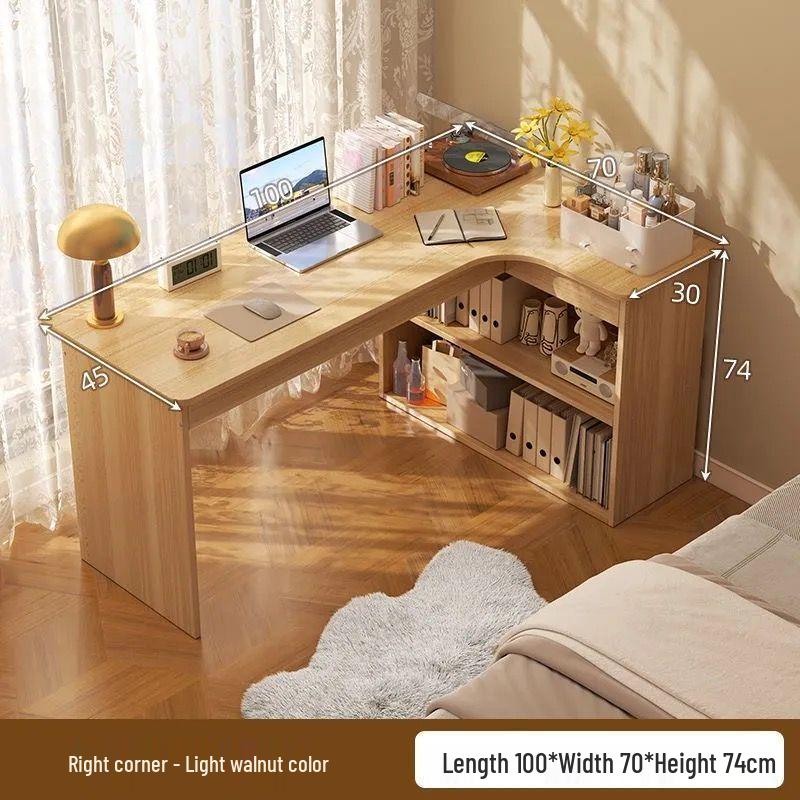 Corner Bookshelf Desk: Student Study & Writing Desk for Bedroom