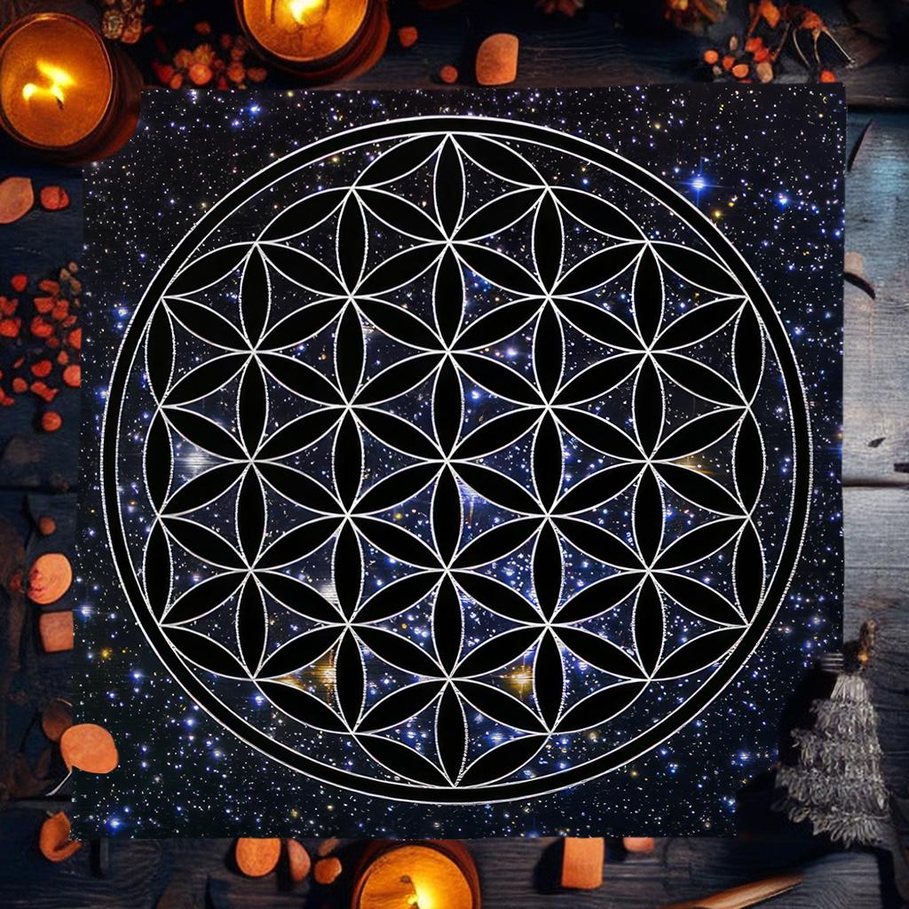 Geometrisches Altar Tuch Tarot Karten Tischdecke Mit Blume des Lebens Design Tarot Karten Lesematte Für Metatron Würfel Hexenhaftes Geschenk
