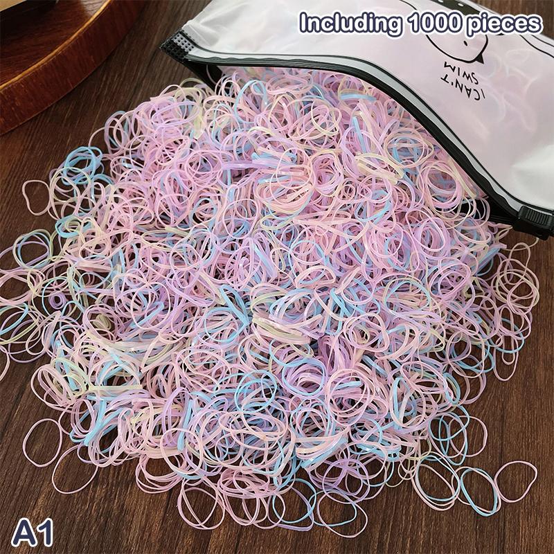 1000 Pieces Candy Color Children'S Hair Rubber Bands Kids Disposable Color Hair Band For Baby Girls No Hair Damage Headwear