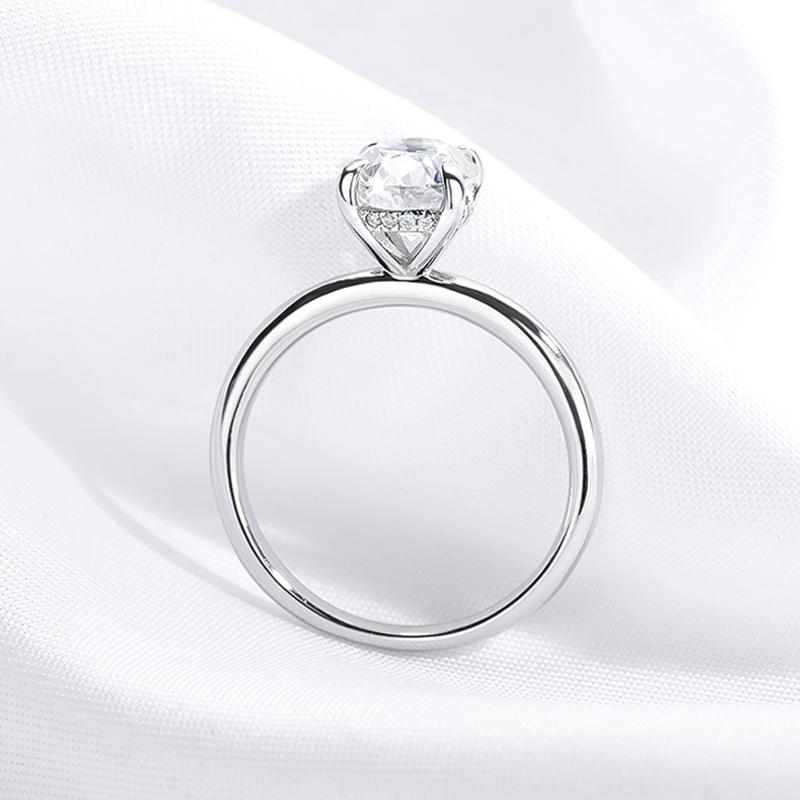 Smyoue 18k Plated 2/3ct Moissanite Diamond Ring for Women Oval Fancy Cut Bridal Sets Solitaire Wedding Promise Band 925 Silver