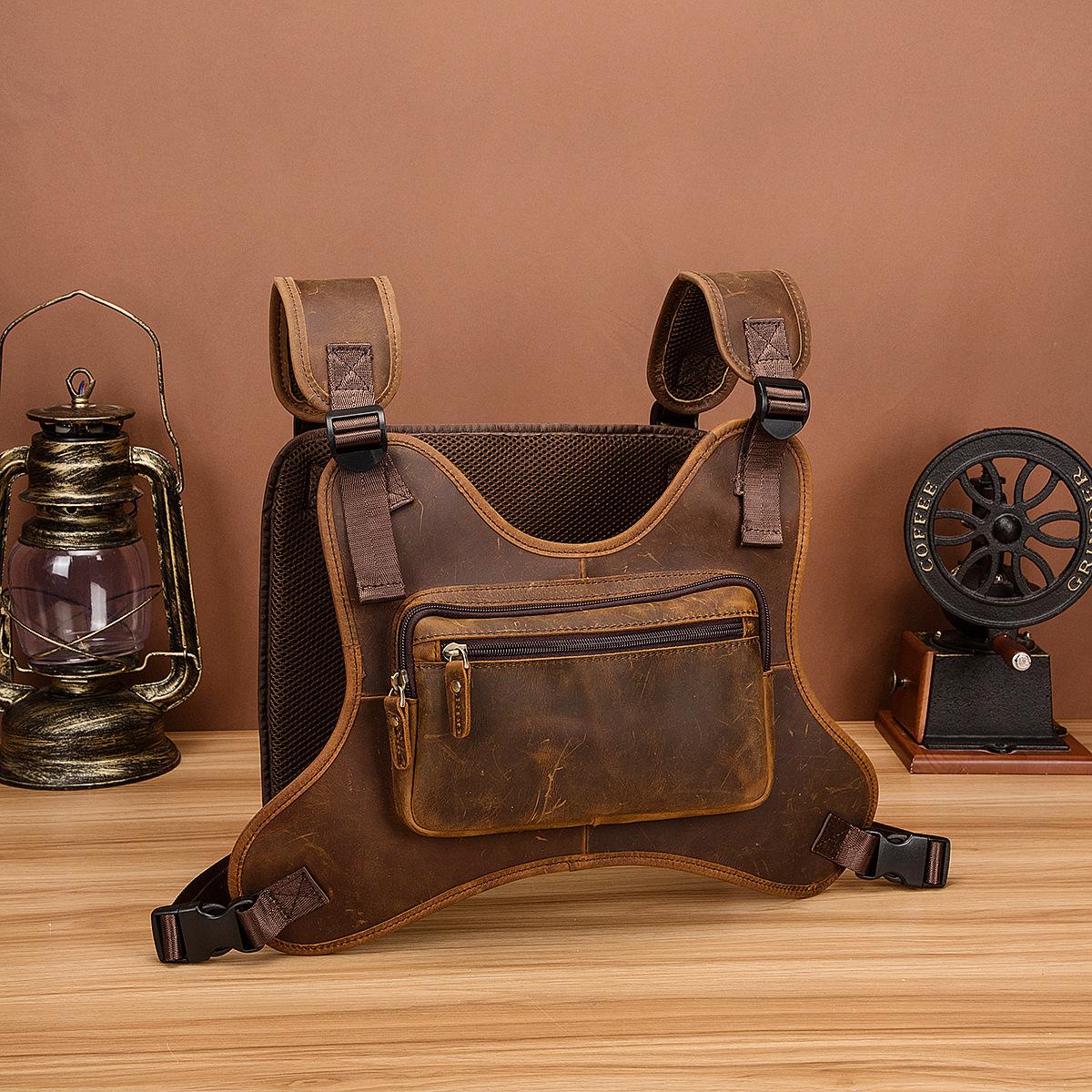 Кожаная винтажная уличная сумка Crazy Horse — фото 7