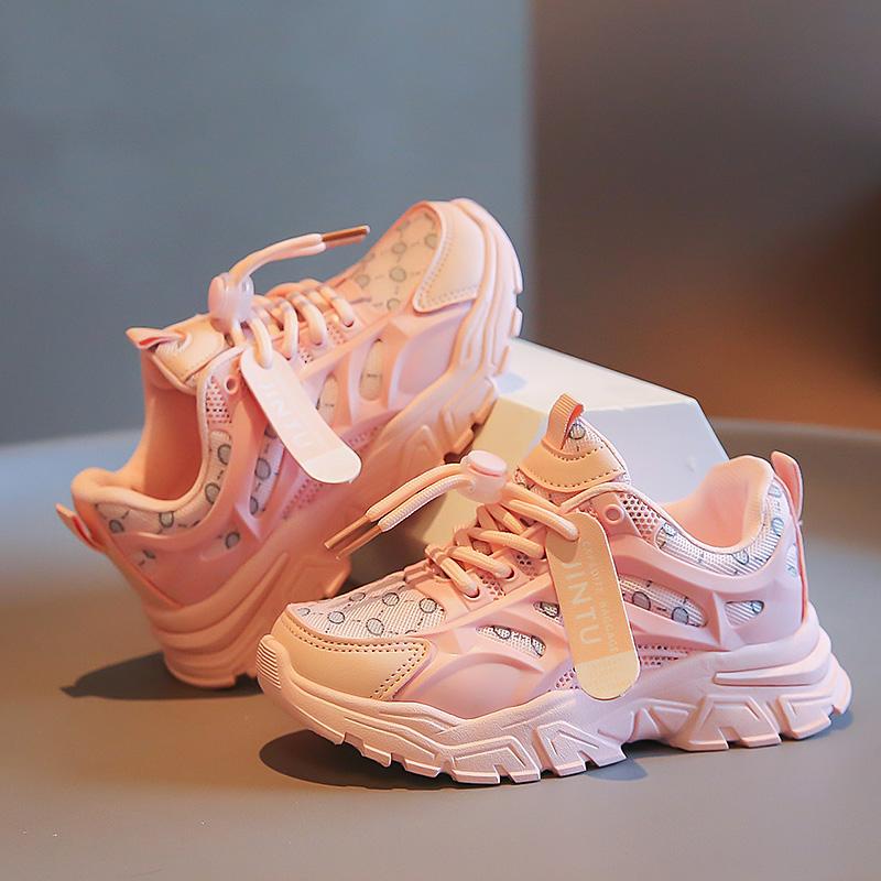 

Детская мода Four Seasons Дышащая повседневная обувь для детей Бег Спорт Студенты Девочки Трендовые удобные кроссовки для спортзала 26 розовый