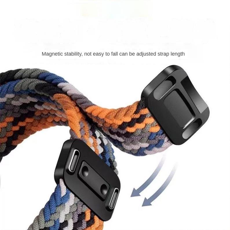 Suitable for Xiaomi Band 9 Pro/8 Pro - Folding Magnetic Clasp Woven Nylon Loop Band for Smart Wristbands