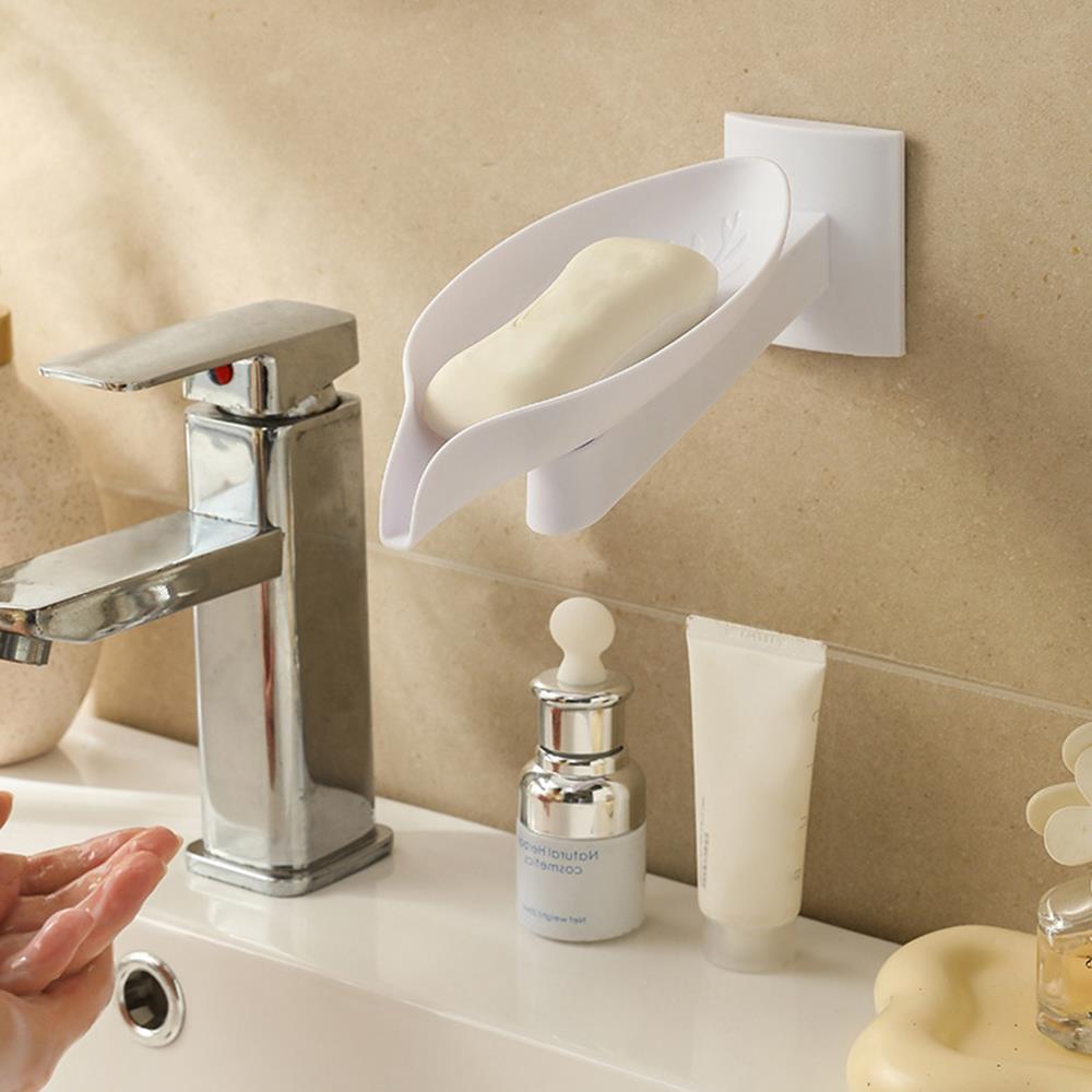 Adjustable Leaf Shape Soap Box Drain Soap Holder Box 360 Rotatable Bathroom Soap Holders Wall Mounted Bathroom Accessories