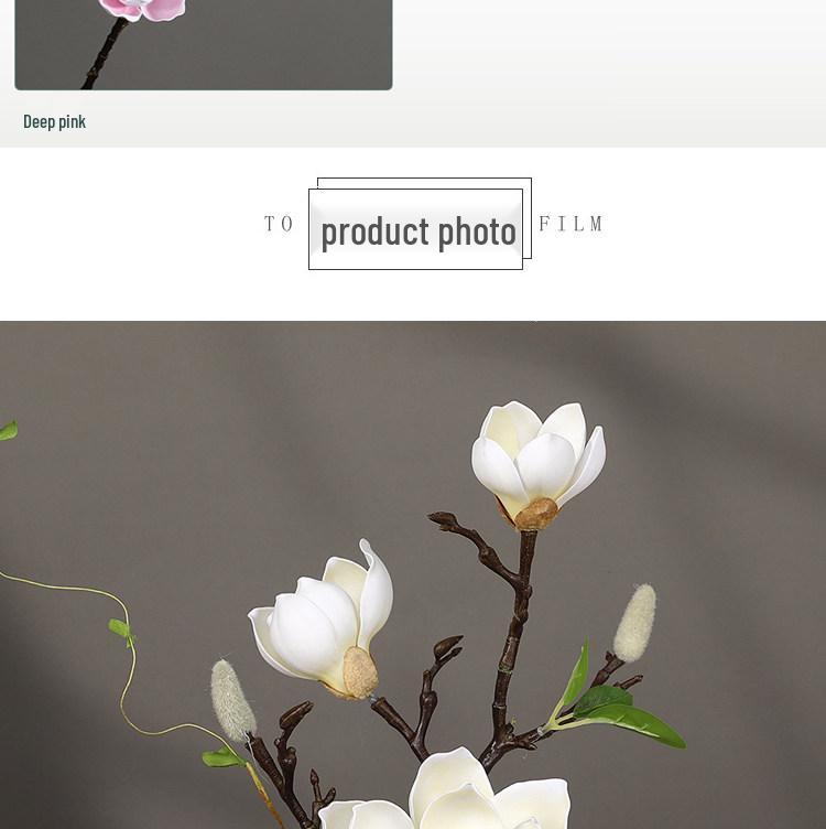 Large Magnolia Artificial Flower Bouquet for Living Room - High-End Floor Stand Floral Decoration