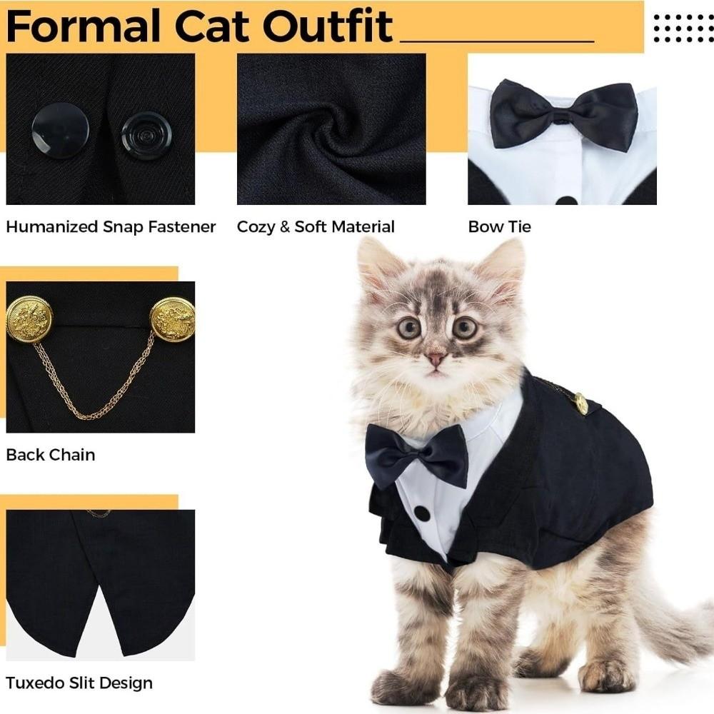 Wedding Dress with Tie Cat Birthday Tailcoat Clothes Formal Attire Small Pet Vest  Halloween
