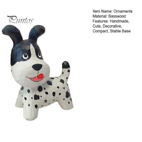 Playful Tongue Out Dog Statue Handmade Dalmatian Figurine, Cute Sculpture, Wooden Desk Decor for Home Office Bookshelf, Unique Gift Lovers Small